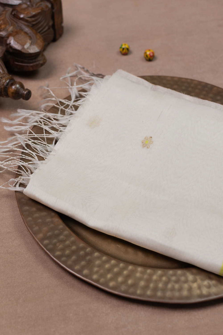 Zari Butta on Daisy Cream Chanderi Silk Cotton Dupatta