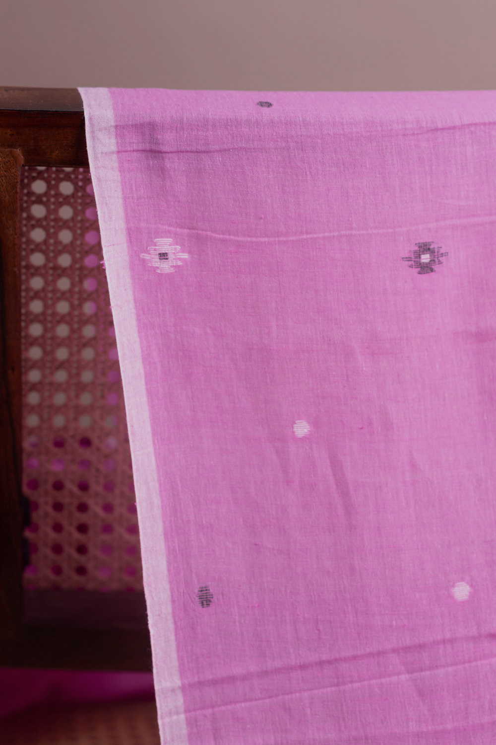 Fuscia Pink Jamdani Cotton Fabric