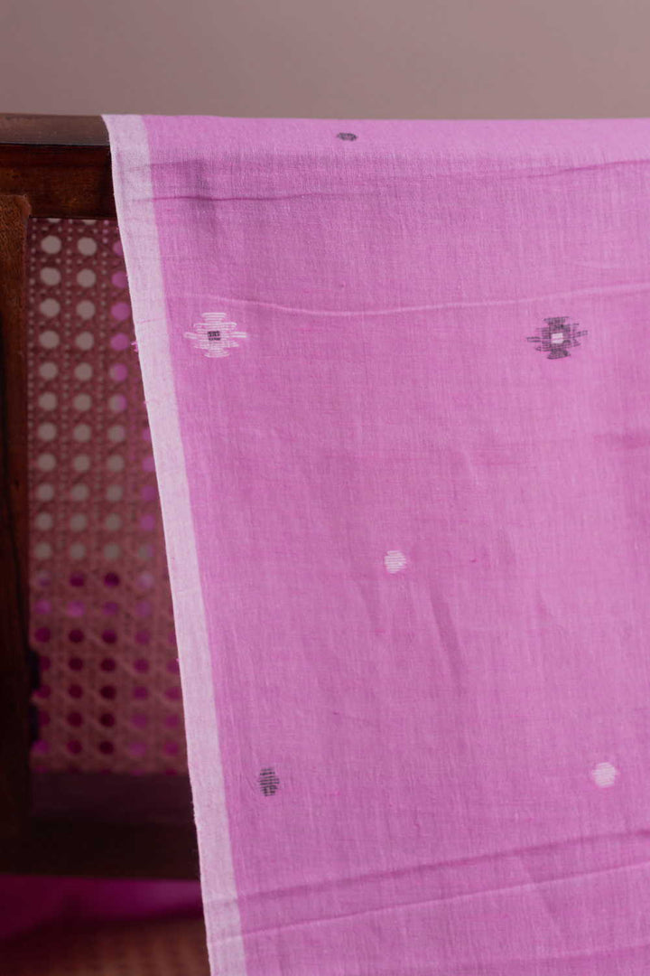 Fuscia Pink Jamdani Cotton Fabric