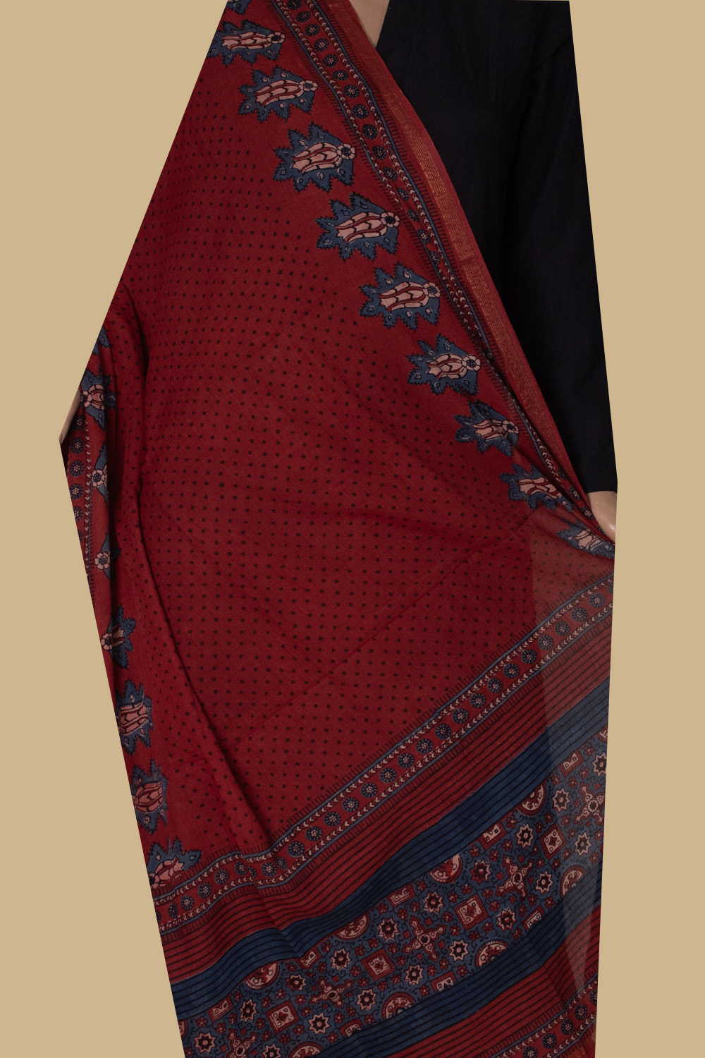 Ajrak Cotton Dupatta - Matkatus 