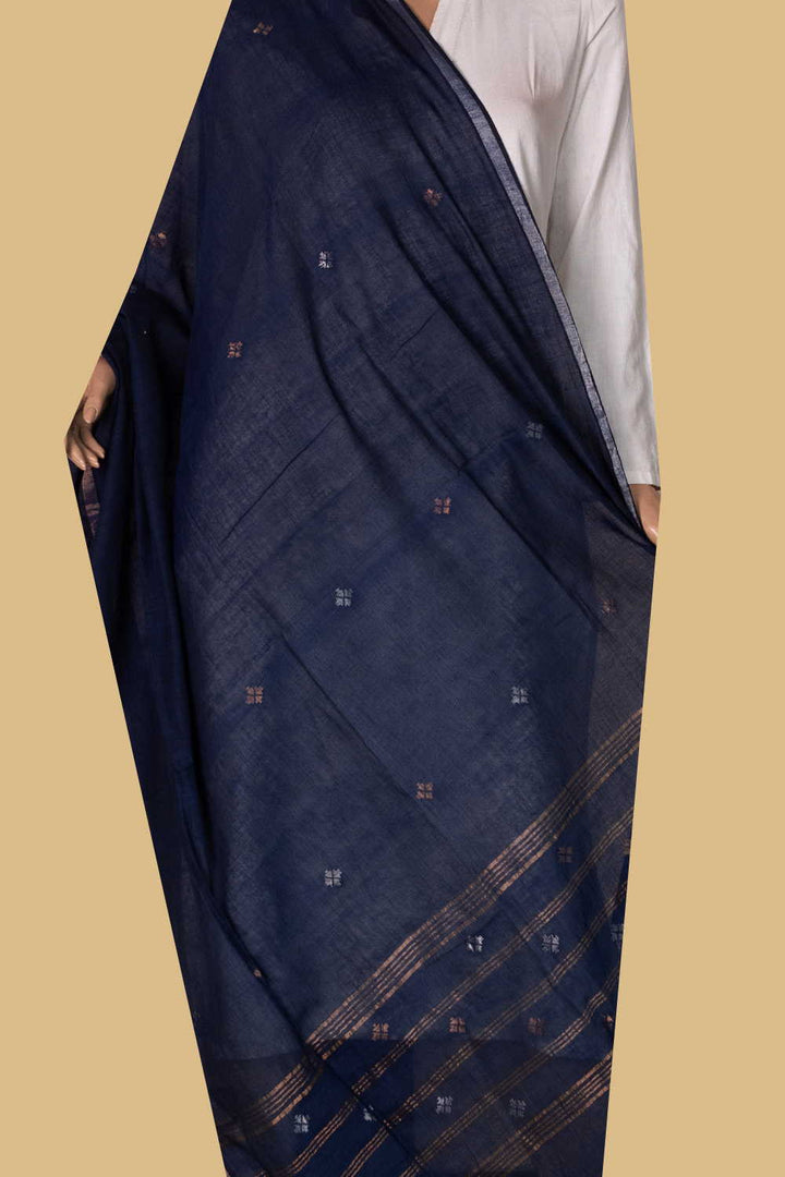 Indigo - Arrow Butta Jamdani Cotton Dupatta