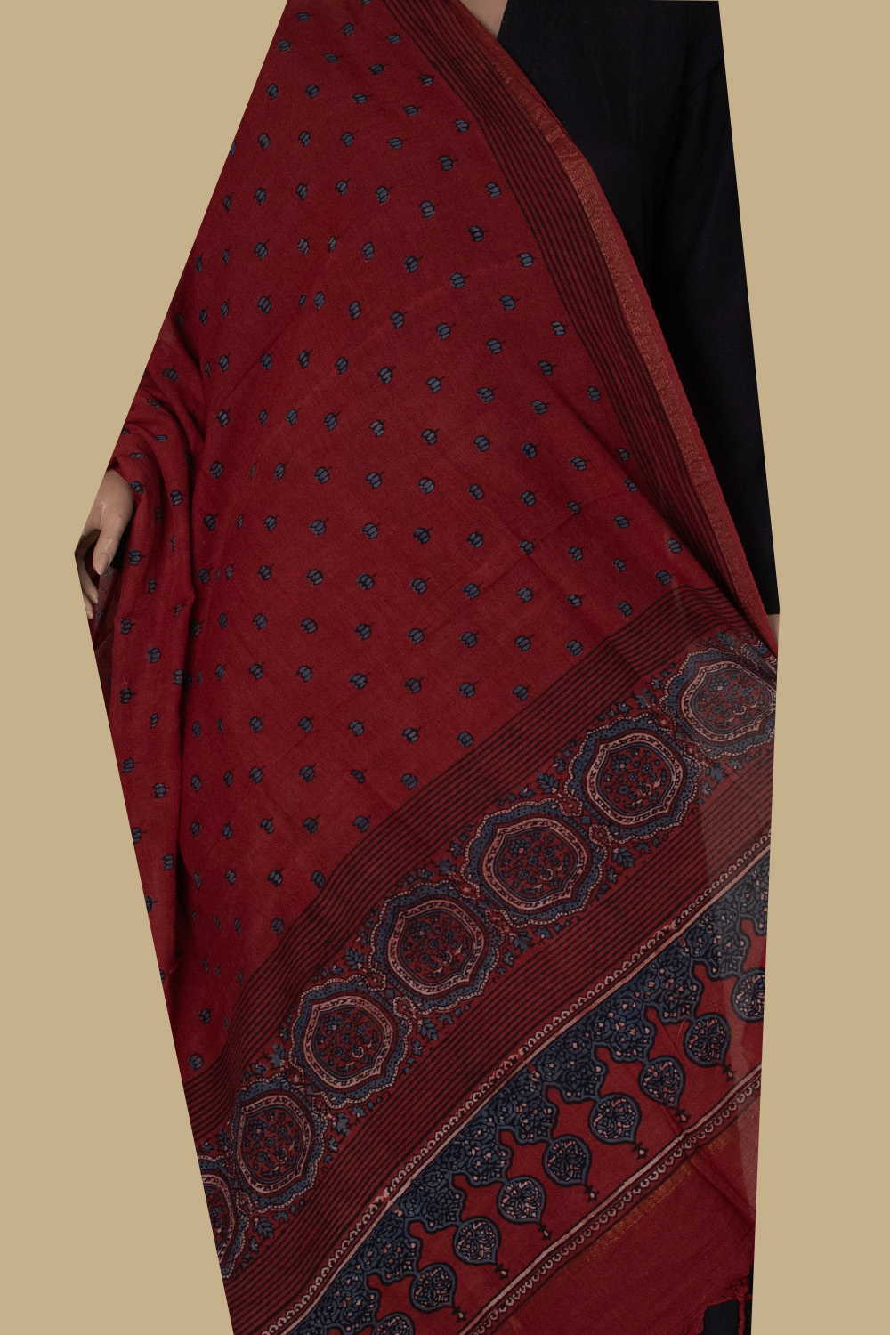 Ajrak Cotton Dupatta - Matkatus 