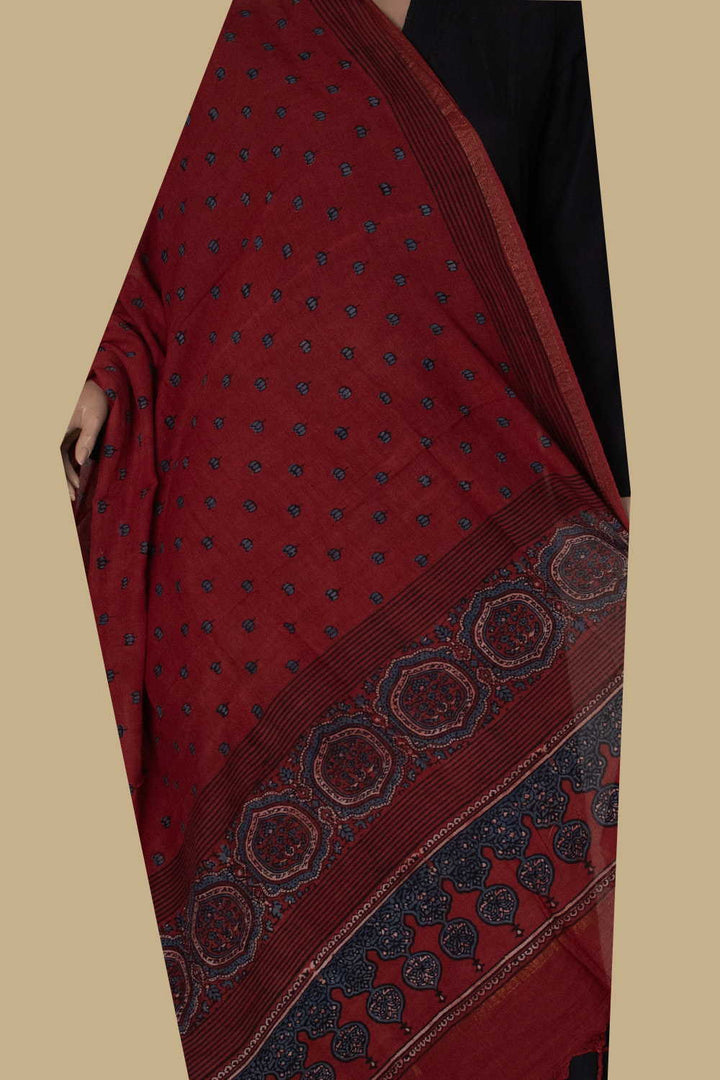 Ajrak Cotton Dupatta - Matkatus 