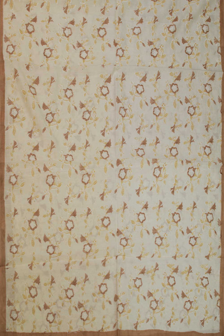 Creamy Yellow Block Printed Chanderi Dupatta