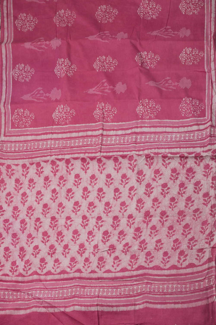 Block Printed Cotton Saree - Matkatus 