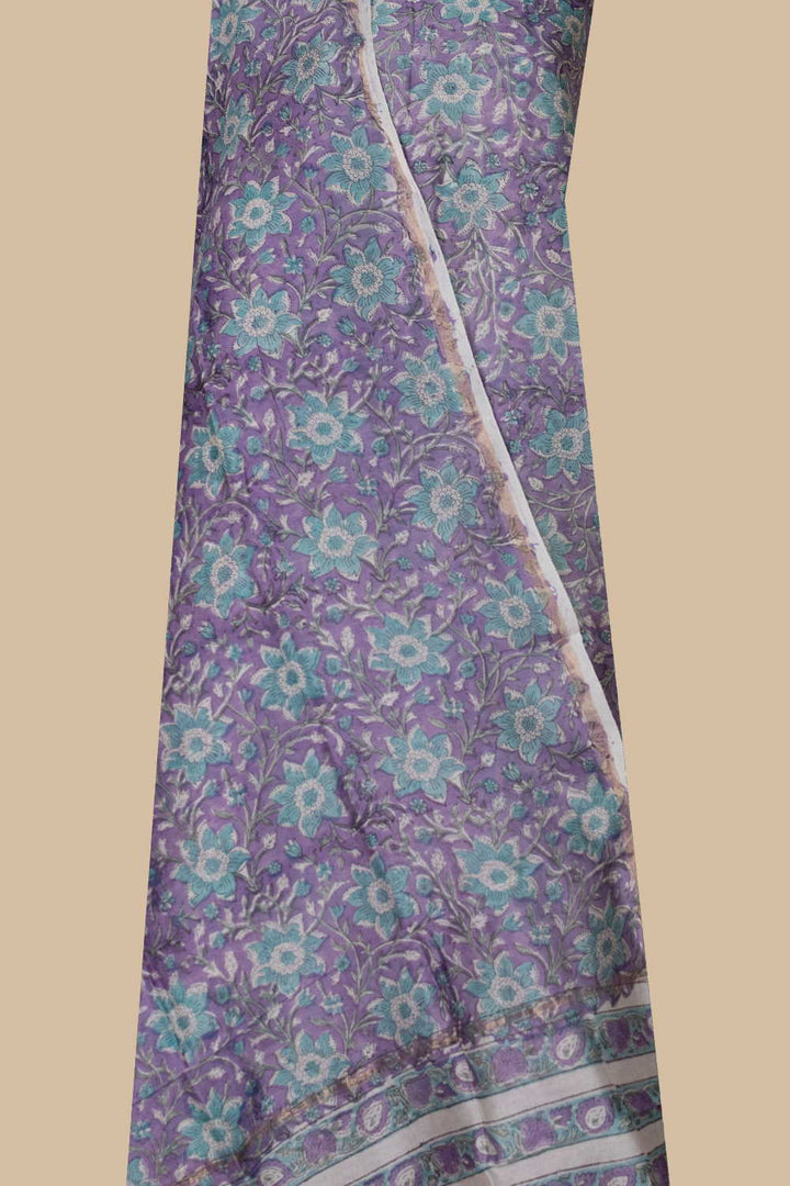 Purple Blossom Chanderi Silk Cotton Suit