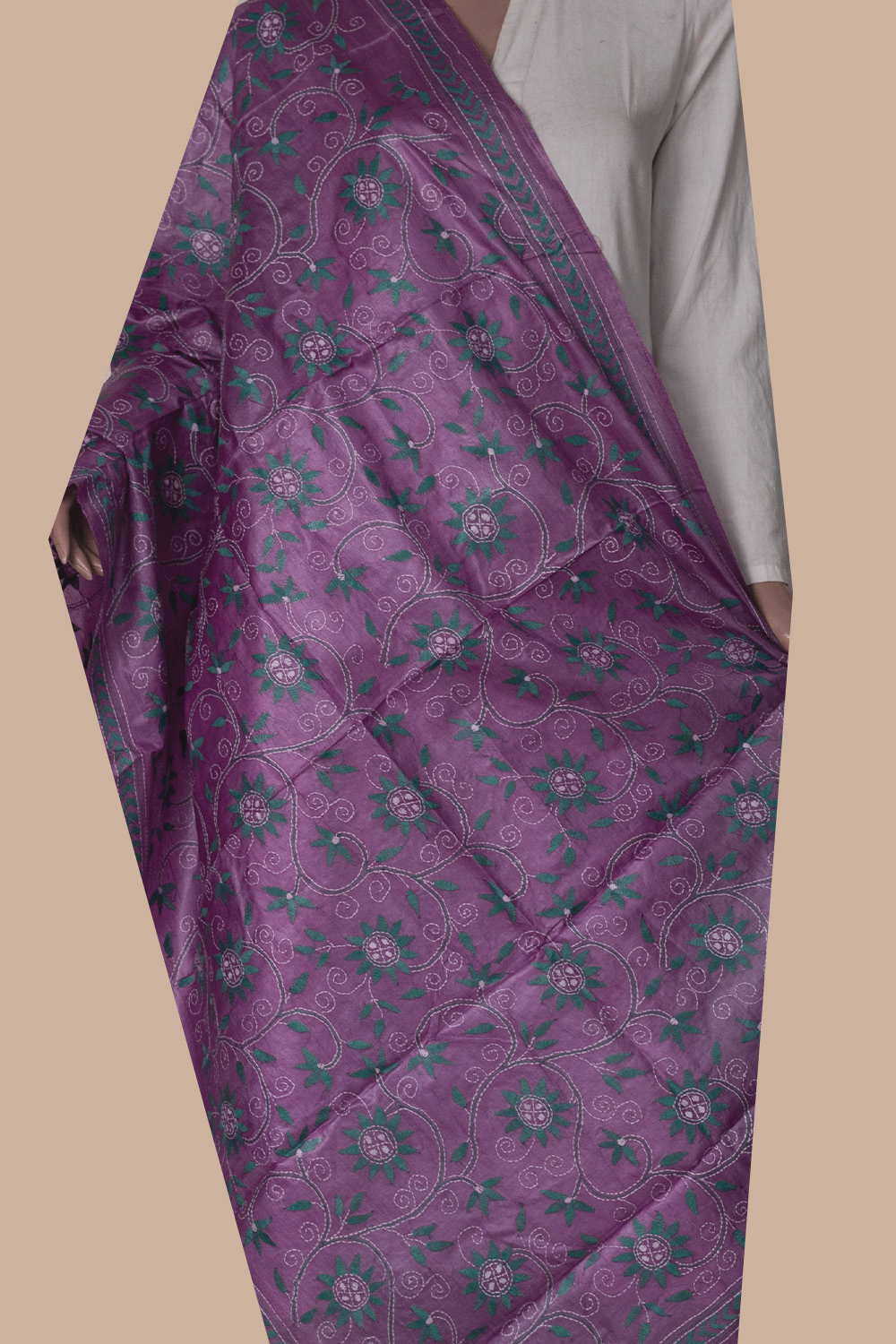 Kantha Silk Dupatta - Matkatus 