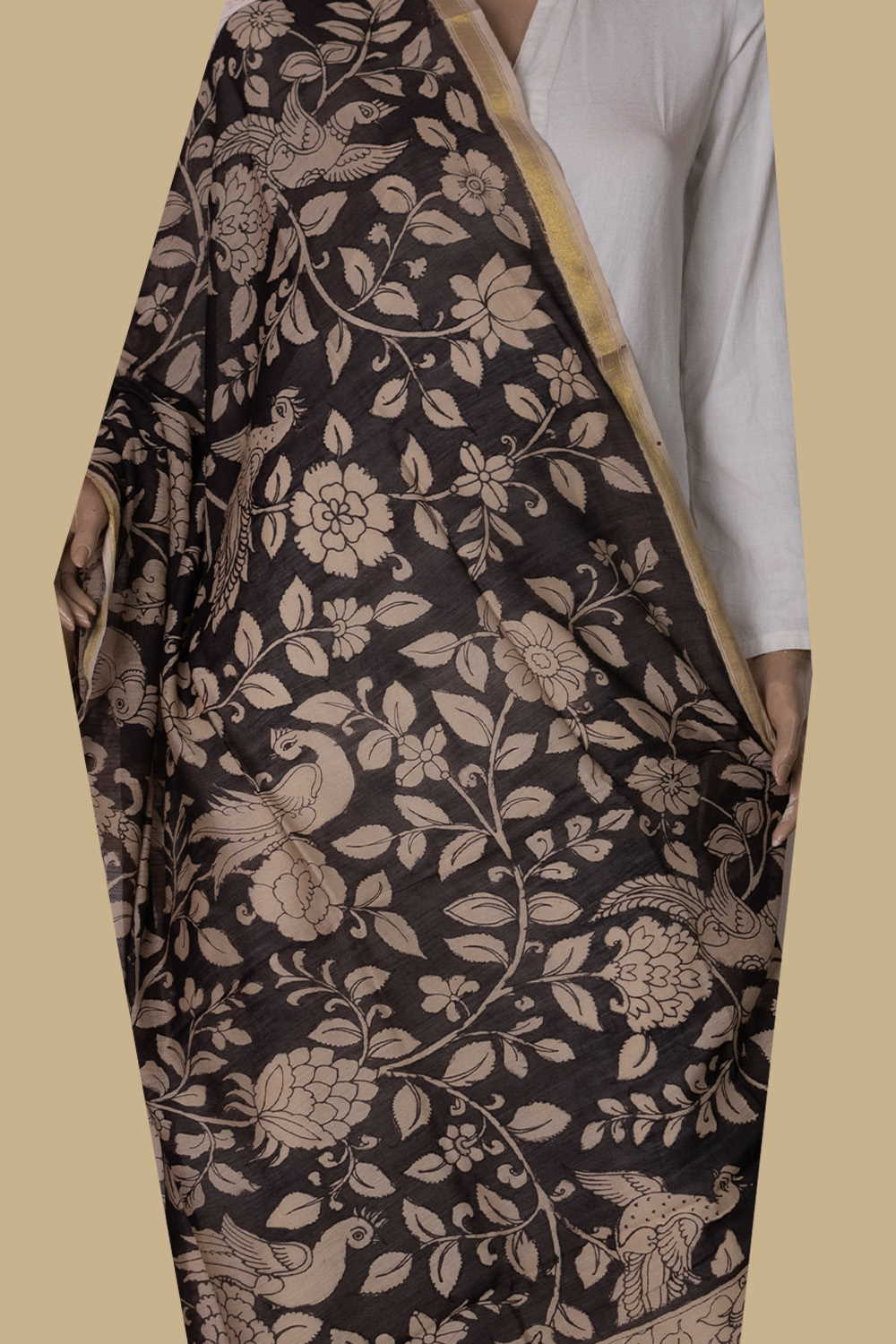 Painted Kalamkari Dupatta - Matkatus