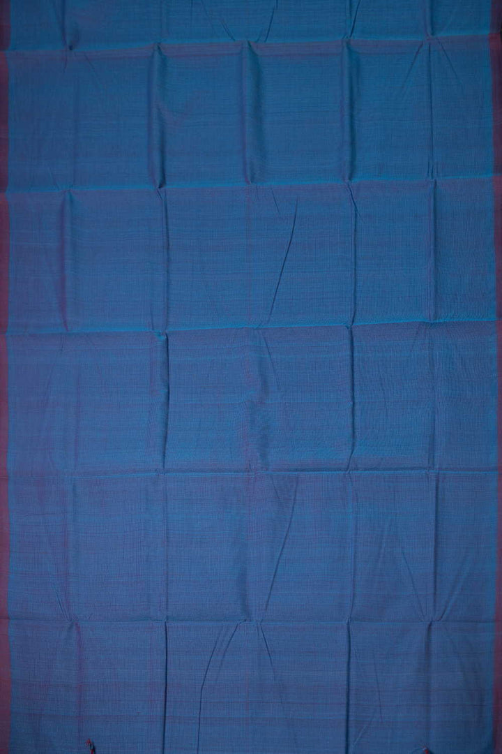 Blue Mangalagiri Cotton saree with Ikat Blouse