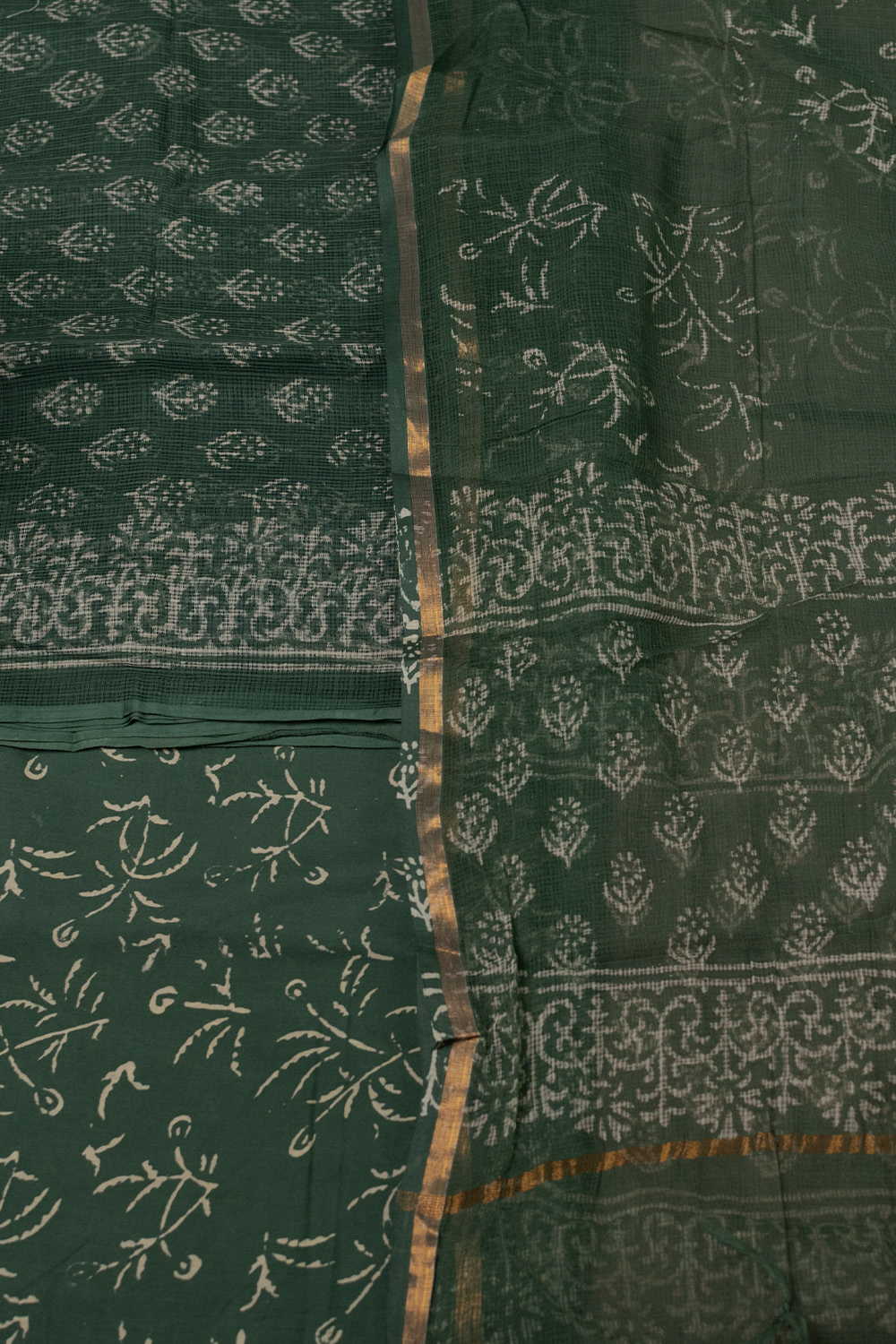Pear Green Block Printed Kota Cotton Suit