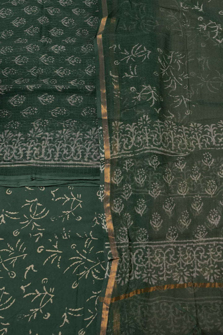 Pear Green Block Printed Kota Cotton Suit