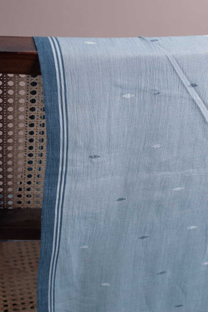 Greyish Blue Jamdani Cotton Fabric