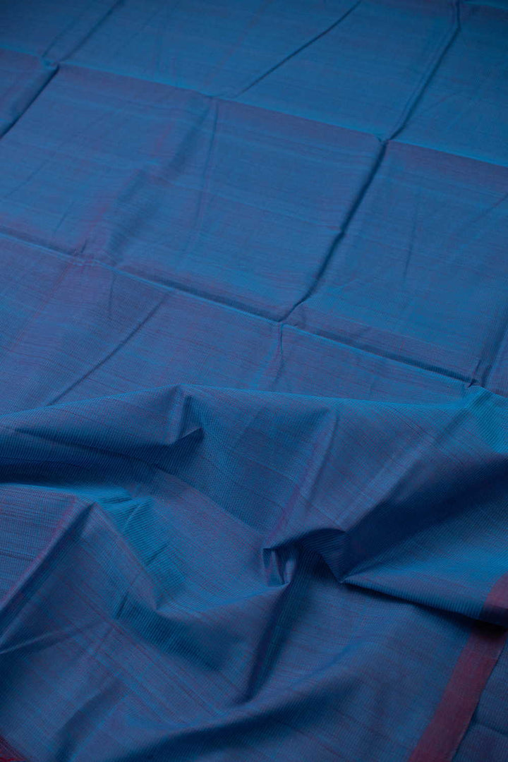 Blue Mangalagiri Cotton saree with Ikat Blouse