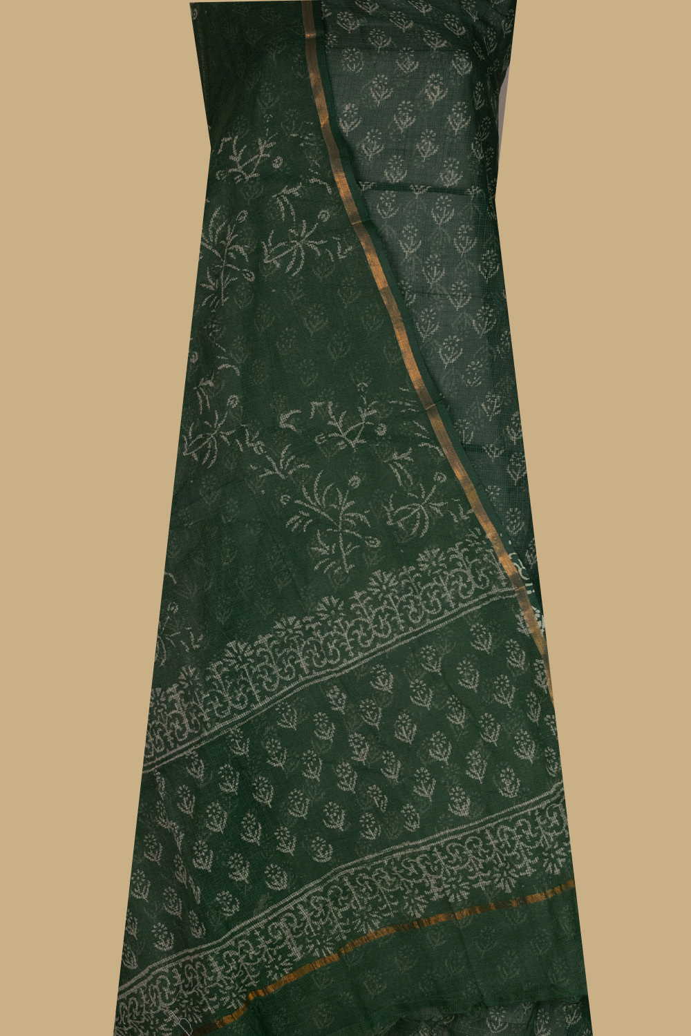 Pear Green Block Printed Kota Cotton Suit