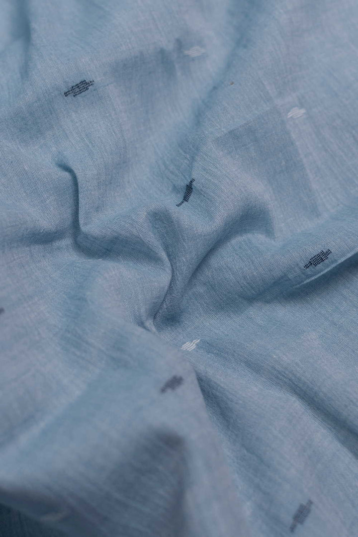Greyish Blue Jamdani Cotton Fabric