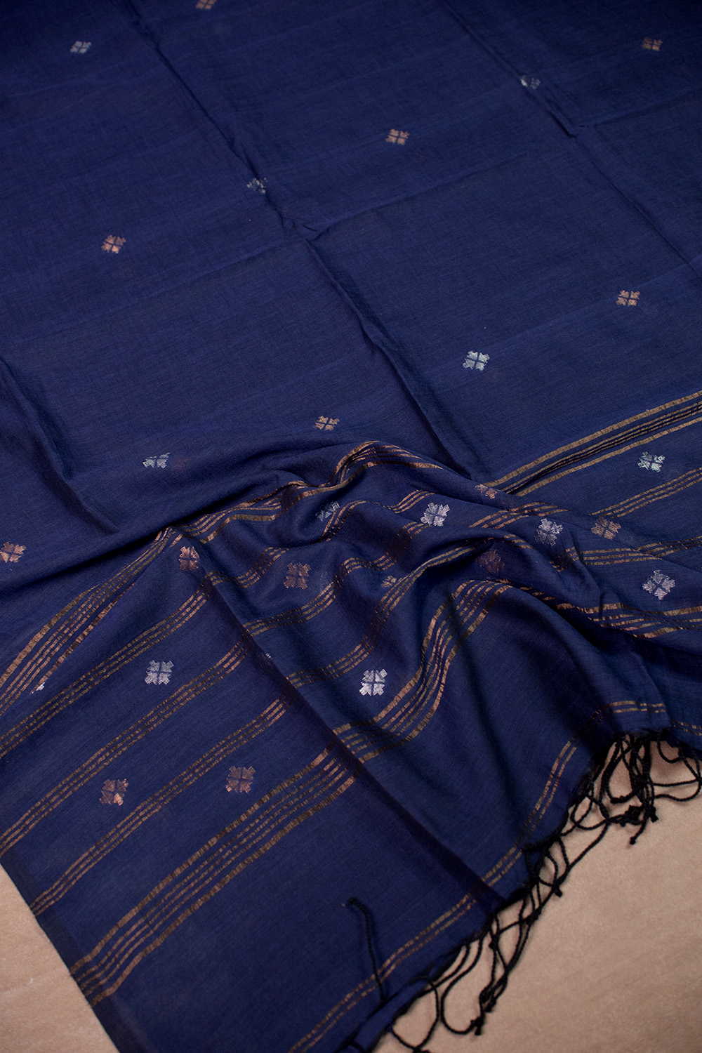 Deep Sea Blue Jamdani Cotton Dupatta