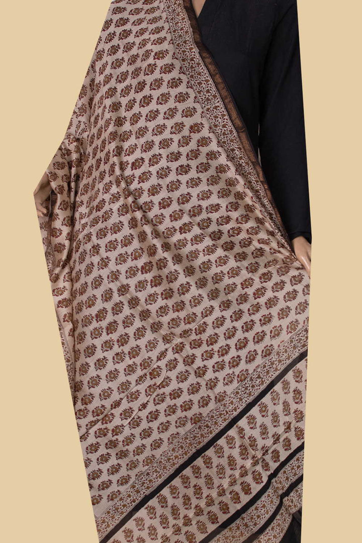 Little Motifs Block Printed Chanderi Dupatta