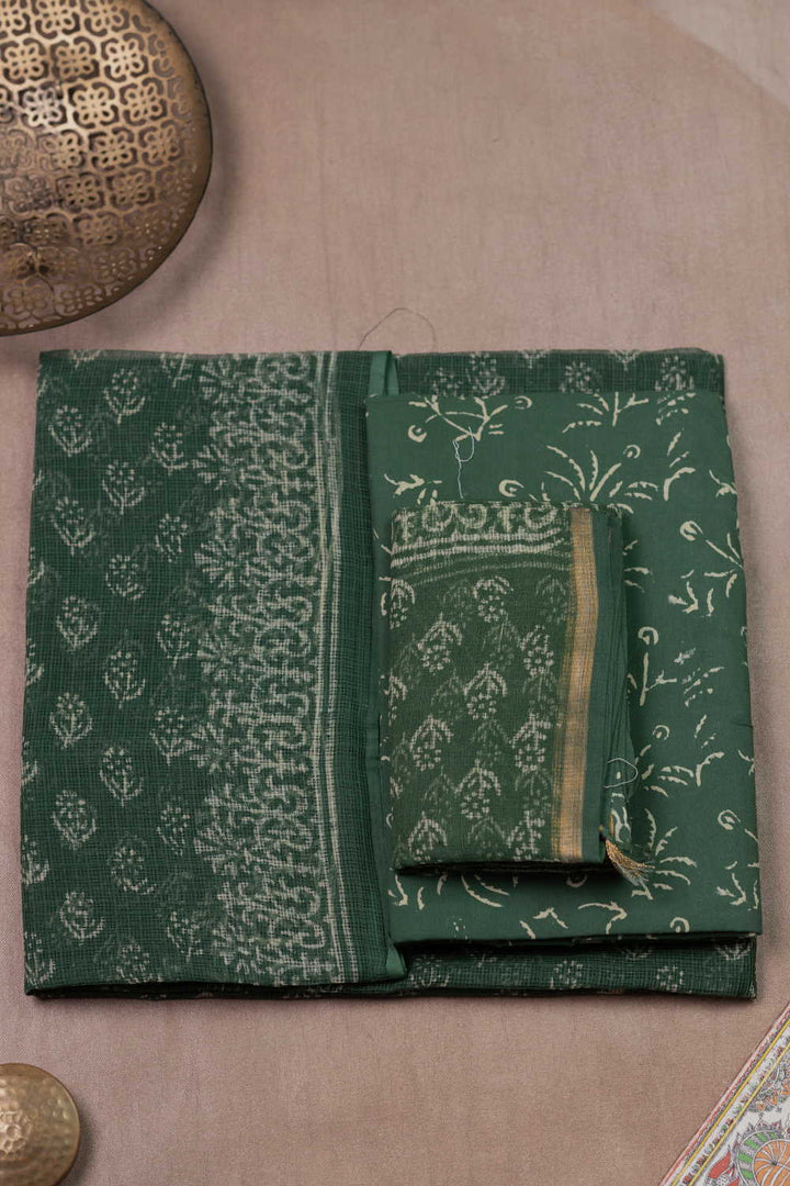 Pear Green Block Printed Kota Cotton Suit