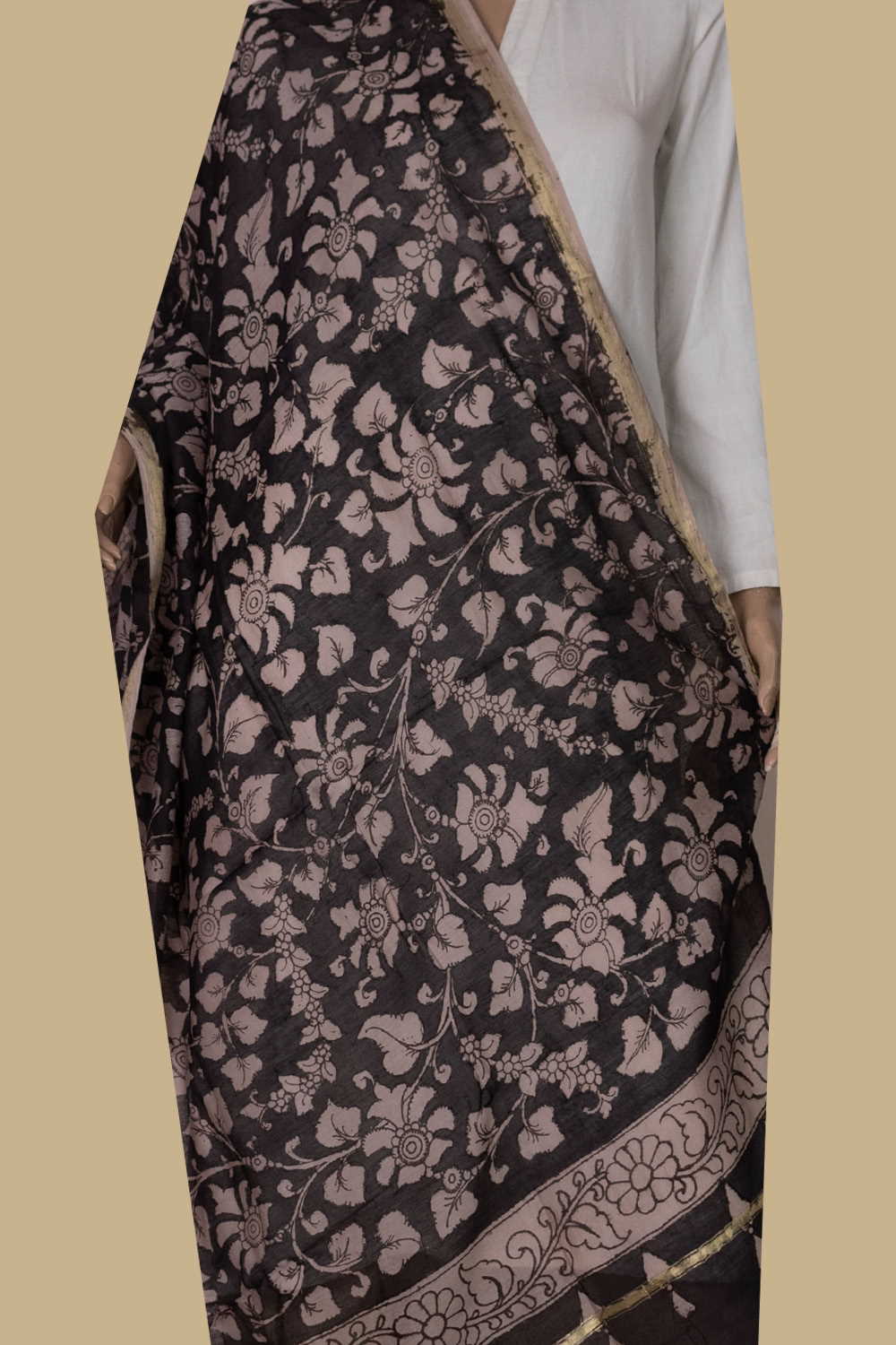 Painted Kalamkari Dupatta - Matkatus
