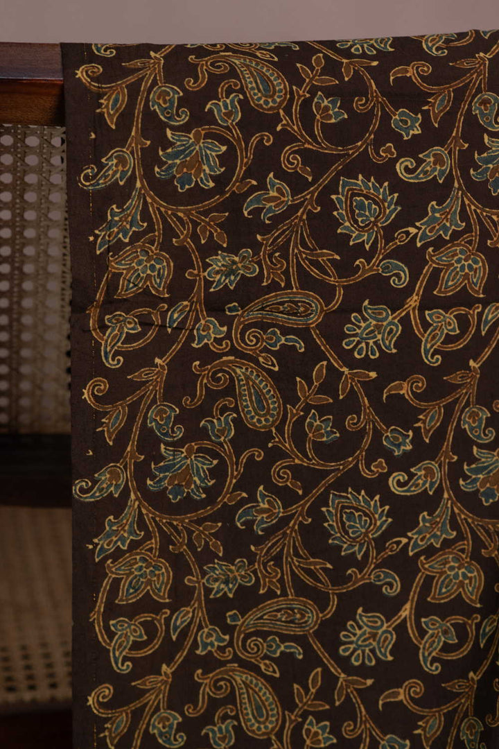 Florals - Brown Ajrak Cotton Fabric