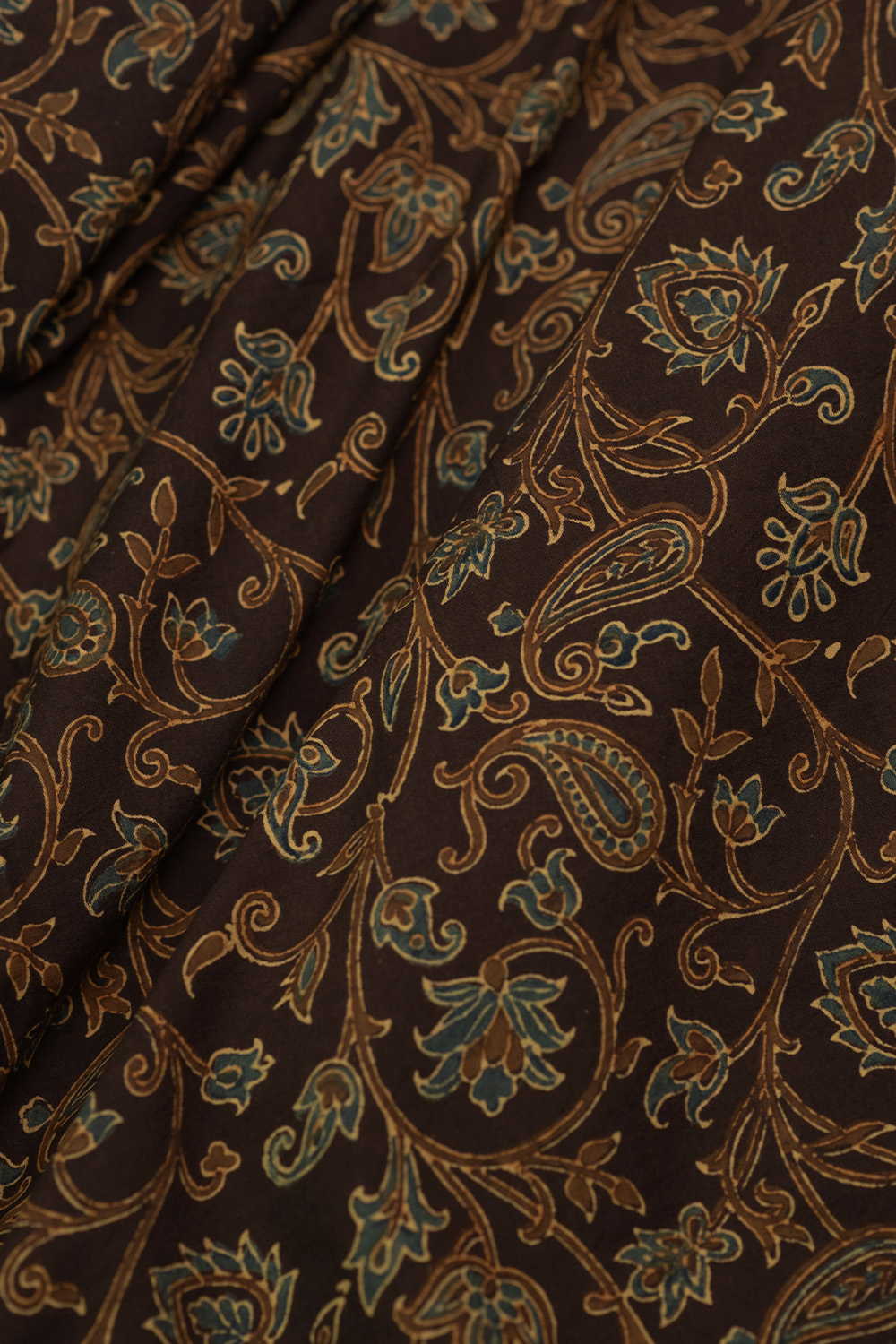 Florals - Brown Ajrak Cotton Fabric