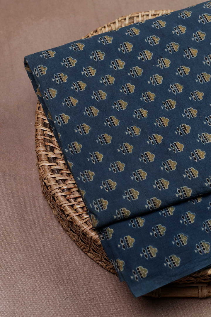 Indigo with Tiny Motifs Ajrak Cotton Fabric