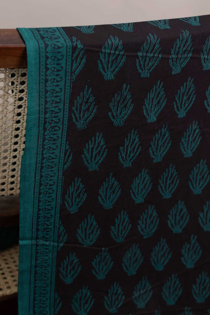 Green Motifs Bagh Cotton Fabric