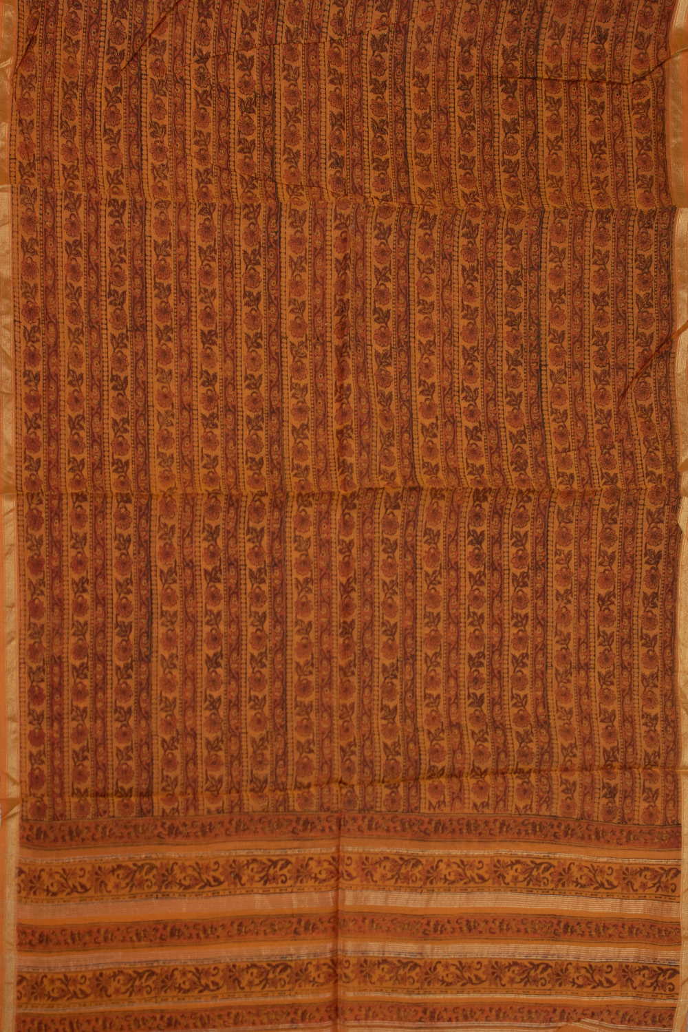 Orange Block Printed Chanderi Dupatta