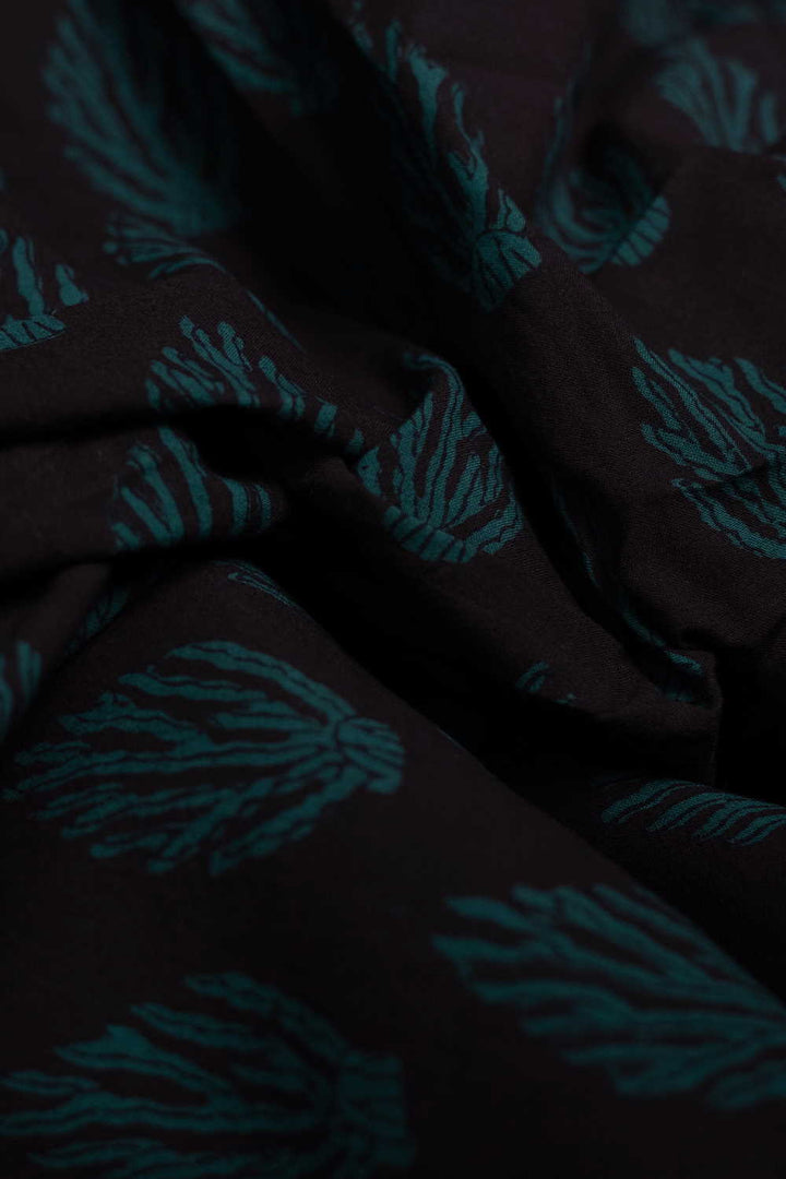 Green Motifs Bagh Cotton Fabric