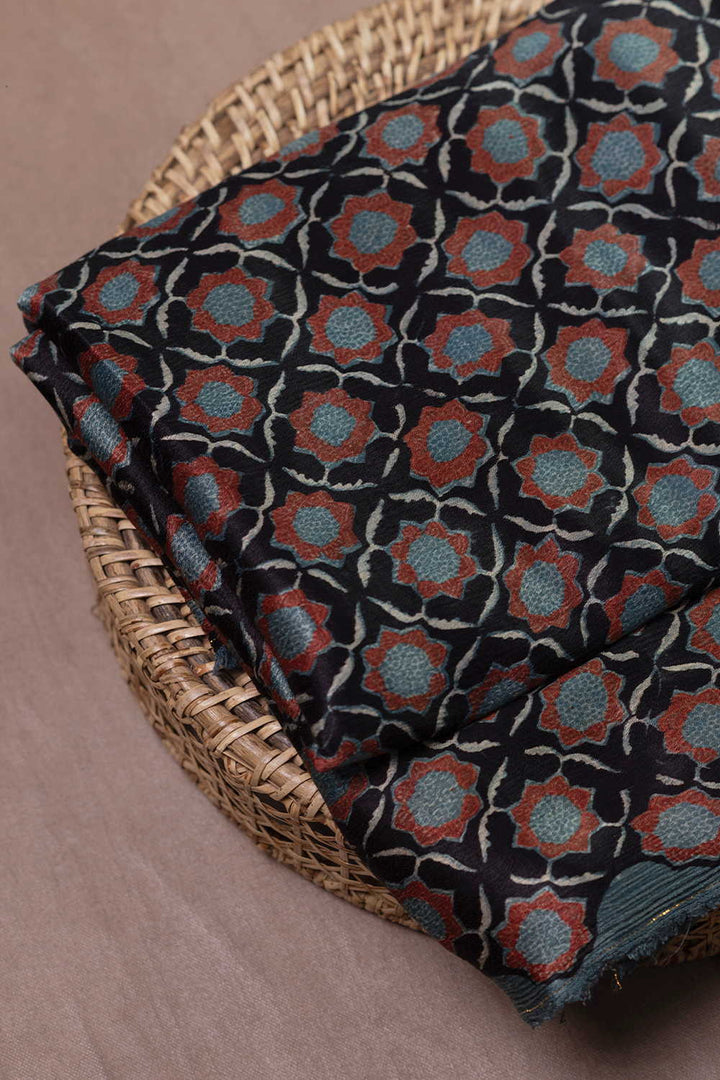 Block Printed Modal Silk Fabric - Matkatus 