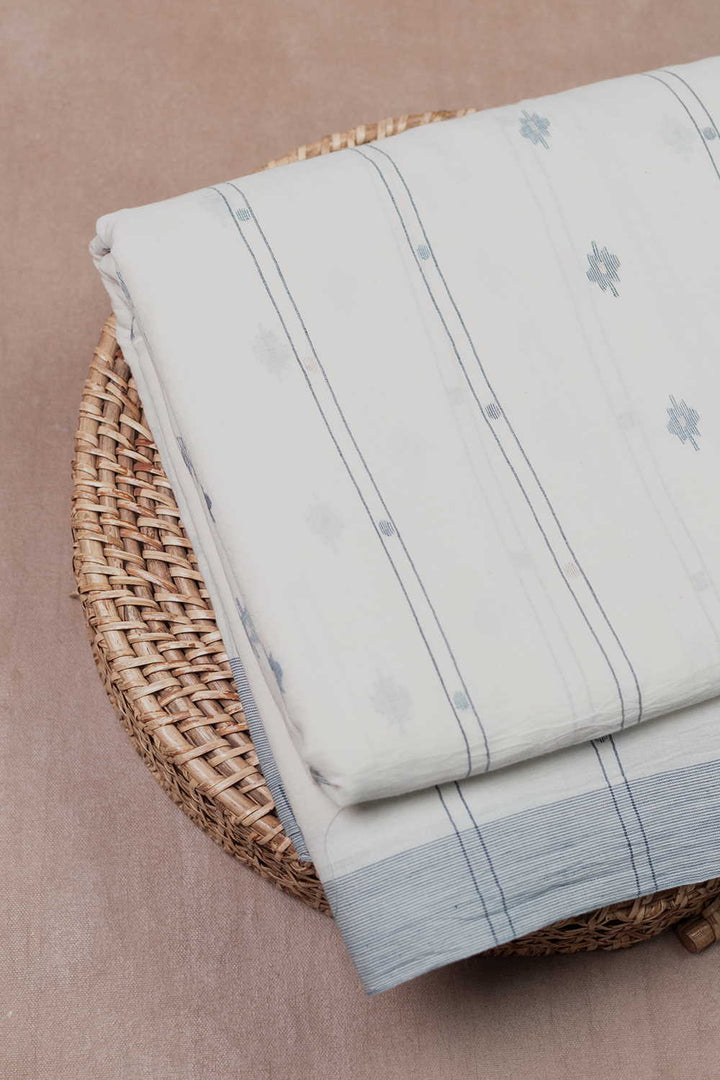 Off-White with Butta Jamdani Cotton Fabric