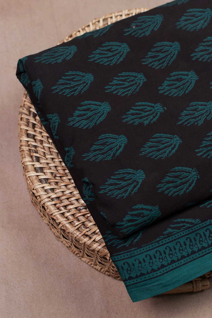 Green Motifs Bagh Cotton Fabric