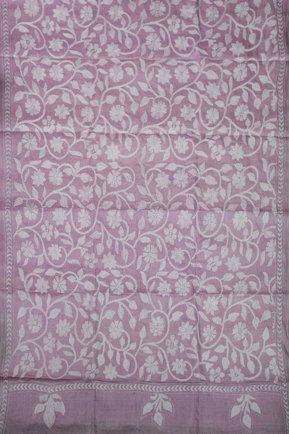 Flamingo Pink Kantha Silk Dupatta