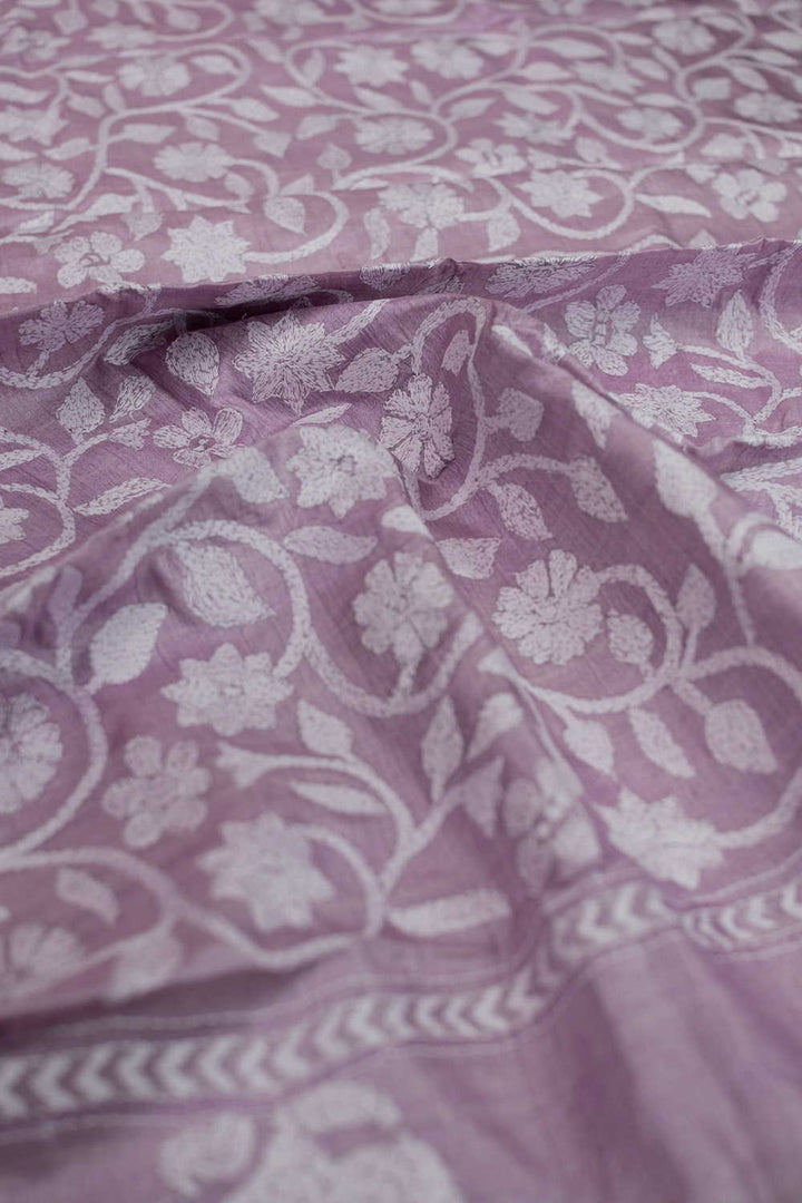 Flamingo Pink Kantha Silk Dupatta
