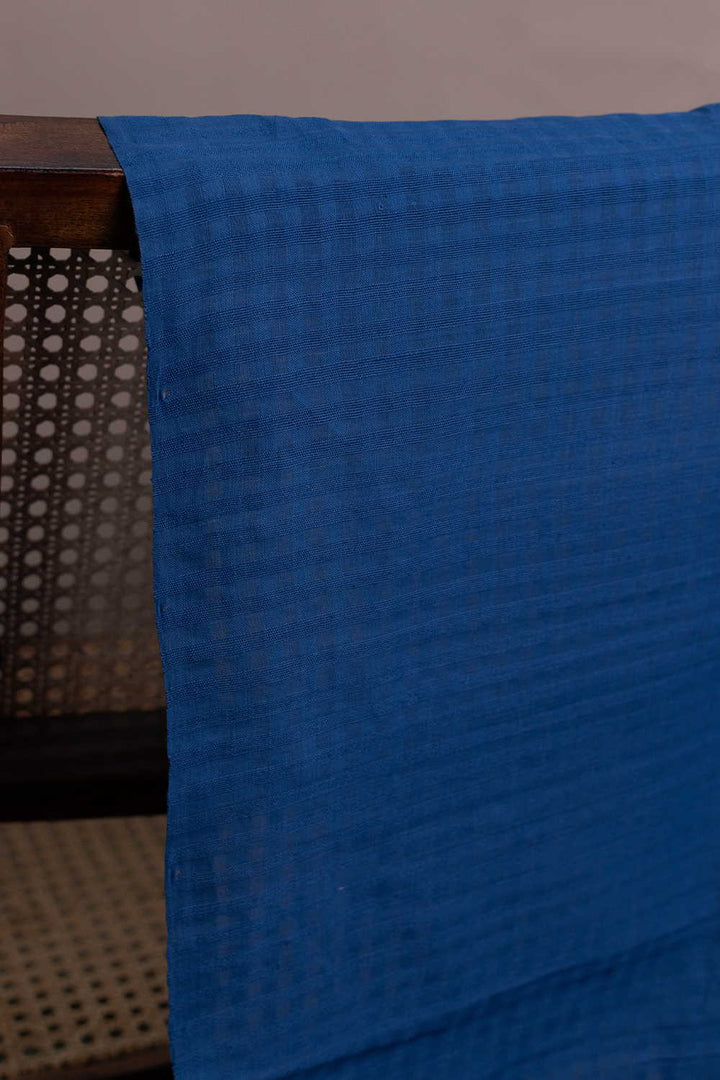 Dark Blue Mangalagiri Boddu Checks Cotton Fabric