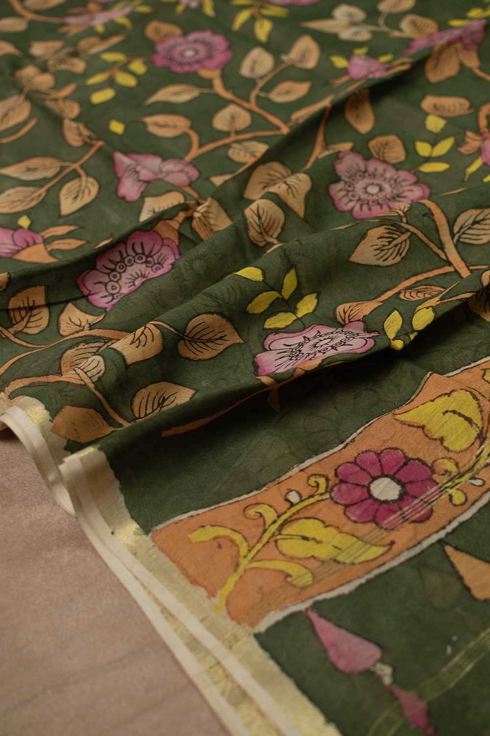 Painted Kalamkari Dupatta - Matkatus