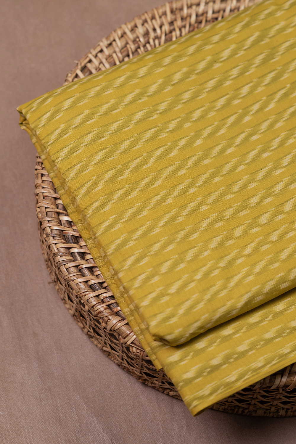 Stripe Pattern - Lemon Yellow Ikat Cotton Fabric