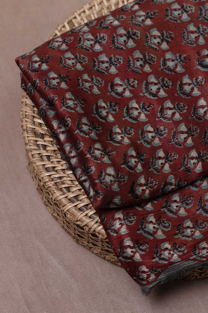 Block Printed Modal Silk Fabric - Matkatus 