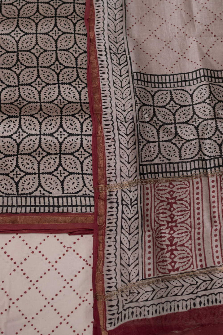 Patterned on Black Chanderi Silk Cotton Suit