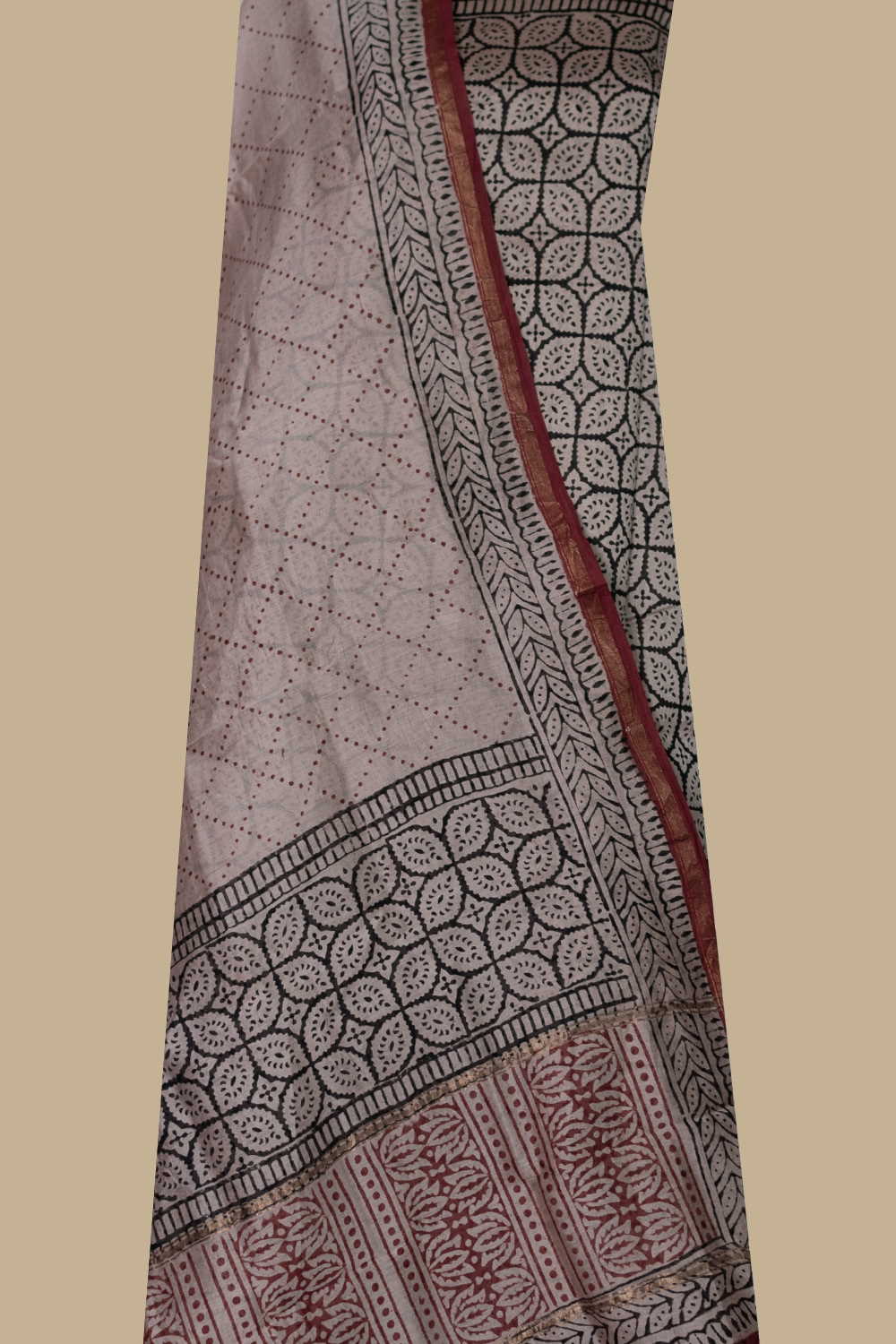Patterned on Black Chanderi Silk Cotton Suit
