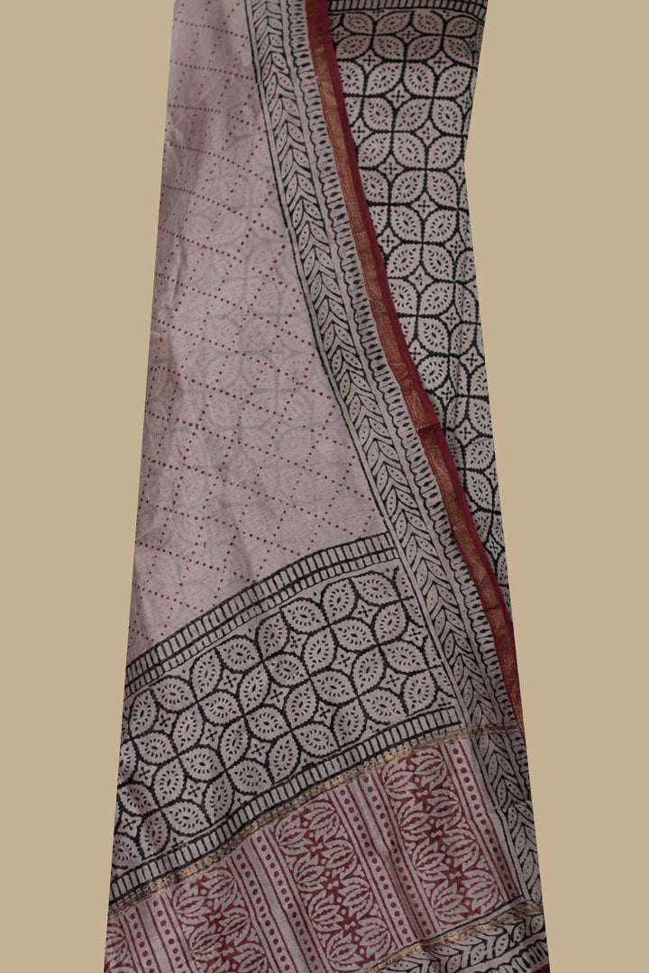 Patterned on Black Chanderi Silk Cotton Suit