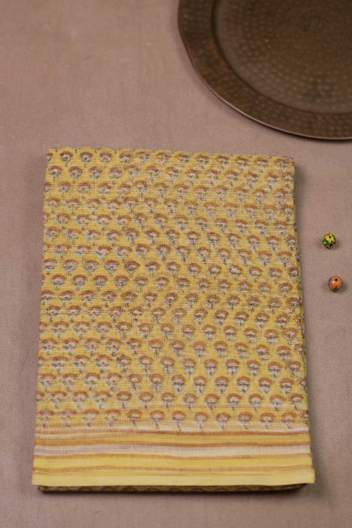 Prettiest Butta - Yellow Block Printed Kota Cotton saree
