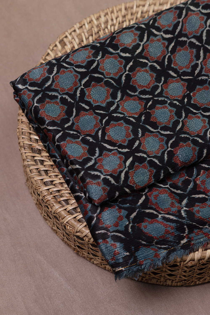 Block Printed Modal Silk Fabric - Matkatus 