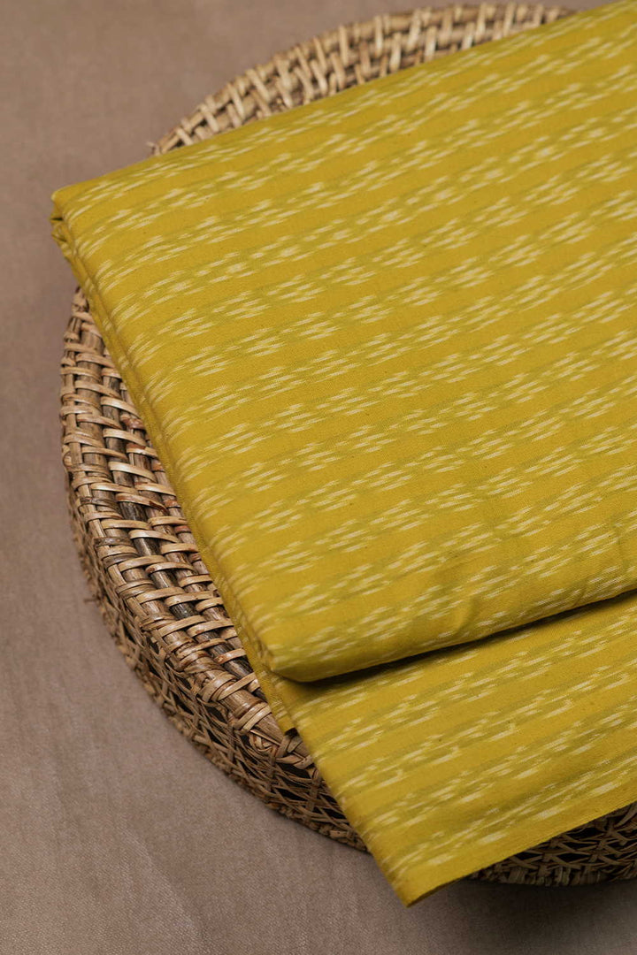 Linear Pattern on Yellow Ikat Cotton Fabric