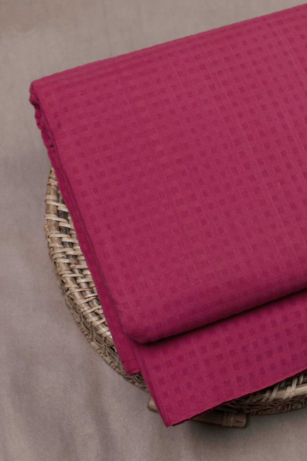 Darker Pink Mangalagiri Boddu Checks Cotton Fabric