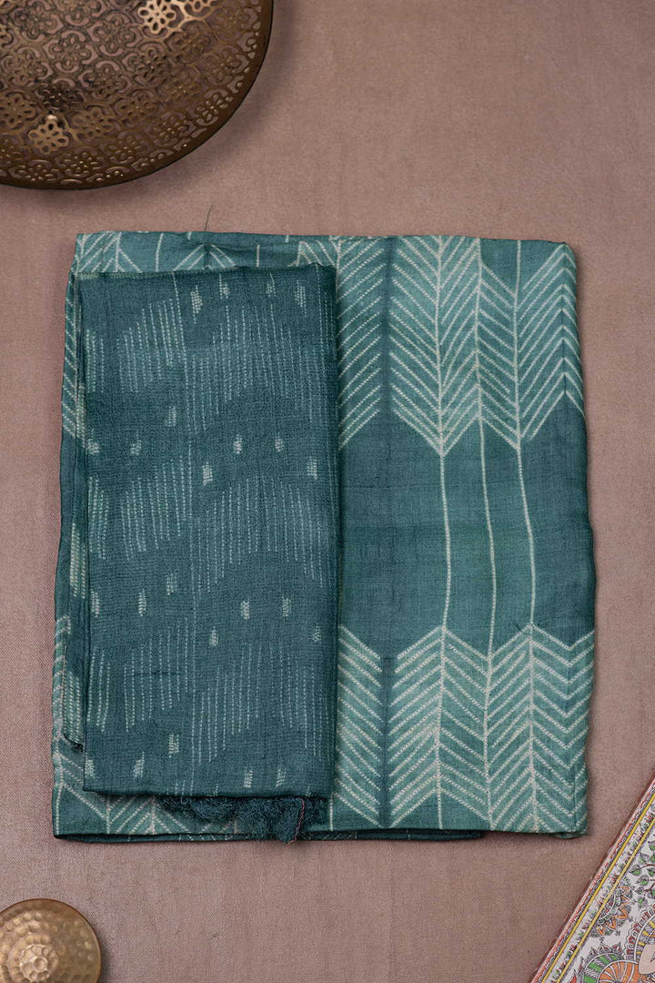 Cadmium Green Shibori Tussar Top & Dupattas