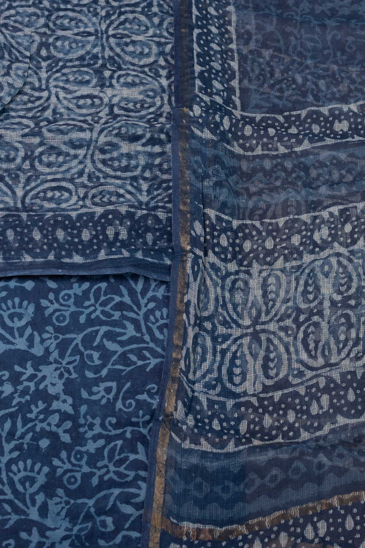 Paisley - Indigo Block Printed Kota Cotton Suit