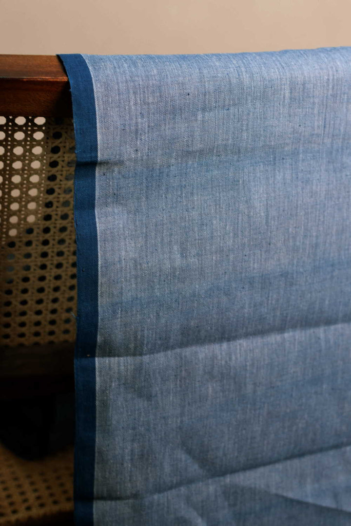 Mild Blue Handspun Cotton Fabric - 1m
