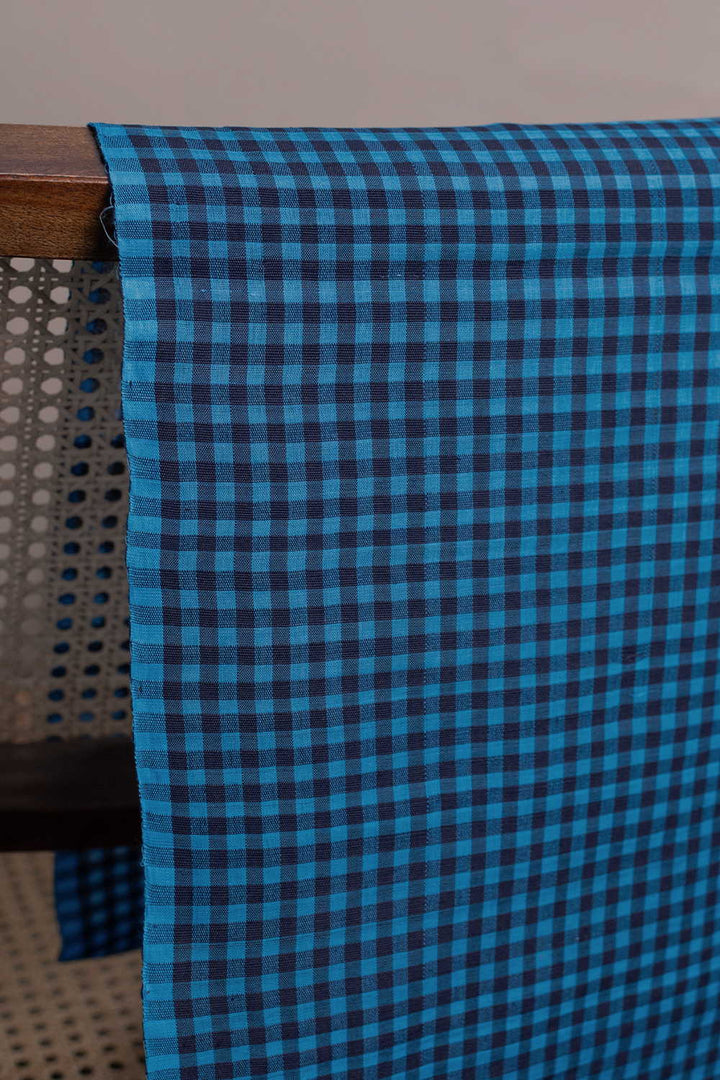 Checkered Blue Boddu Checks Cotton Fabric