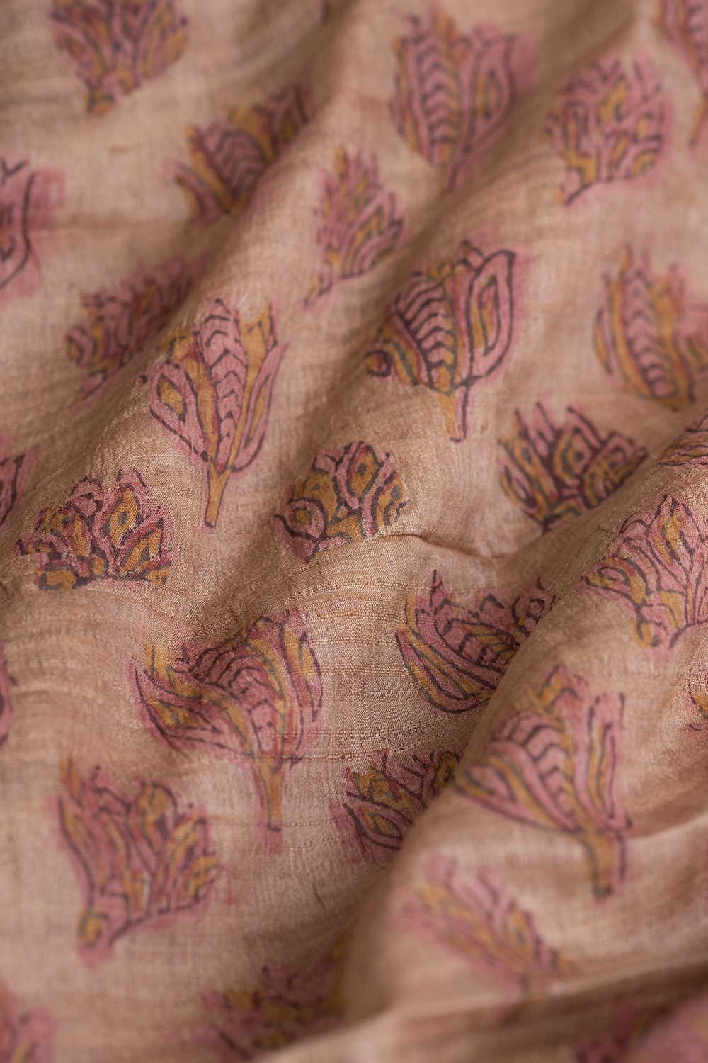 Block Printed Tussar Fabric - Matkatus 